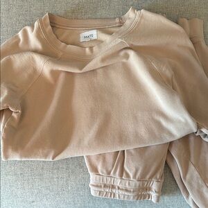 Mate The Label Beige Sweatshirt and Joggers Set